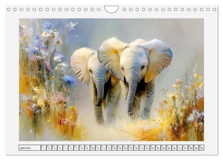 Produktbild: Elefanten. Graue Riesenbabys im Grasland (Wandkalender 2027 DIN A4 quer), CALVENDO Monatskalender