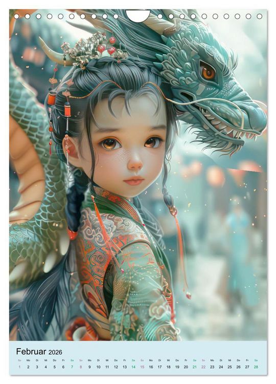 Produktbild: Mein zauberhafter Drache &ndash; KI-Illustrationen (Wandkalender 2026 DIN A4 hoch), CALVENDO Monatskalender