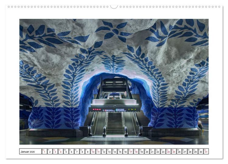 Produktbild: Stockholms Metrostationen - Bunte Meisterwerke im Untergrund (Wandkalender 2026 DIN A2 quer), CALVENDO Monatskalender