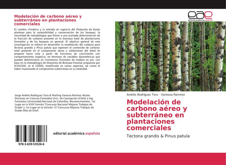 Produktbild: Modelaci&oacute;n de carbono a&eacute;reo y subterr&aacute;neo en plantaciones comerciales