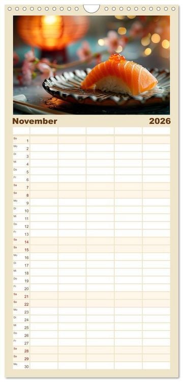 Produktbild: Familienplaner 2026 - Sushi Zauber mit 5 Spalten (Wandkalender, 21 x 45 cm) CALVENDO