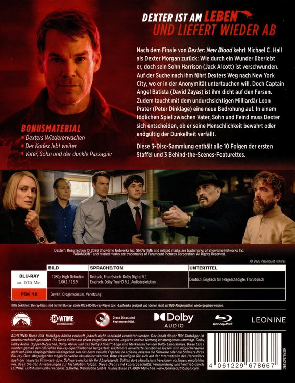 Produktbild: Dexter - Wiedererwachen - Staffel 1 [3 BRs]