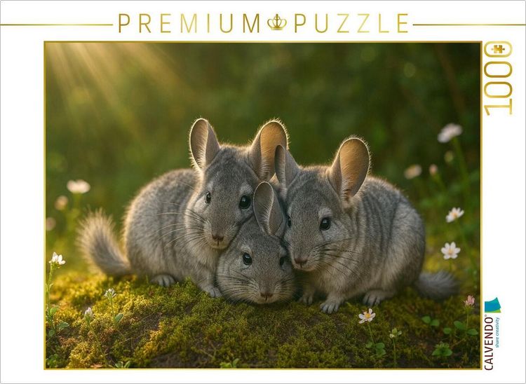 Produktbild: CALVENDO Puzzle Kuschelstunde - drei Chinchillas | 1000 Teile Lege-Gr&ouml;&szlig;e 64x48cm Foto-Puzzle f&uuml;r gl&uuml;ckliche Stunden