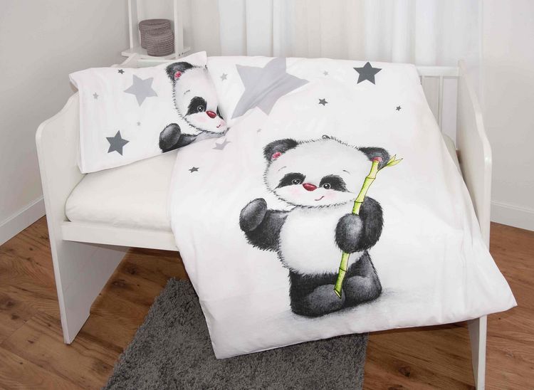 Produktbild: babybest&reg; 2485201063 - Panda Bettw&auml;sche, 40x60 cm + 100x135 cm, 100% Baumwolle