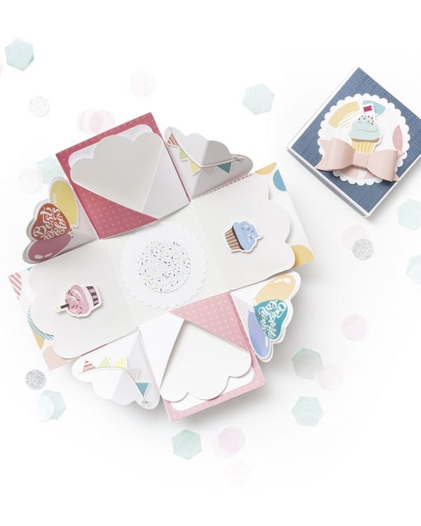 Produktbild: Folia Explosionsbox-Bastelset PARTY f&uuml;r Geburtstag, Hochzeit, Muttertag, Valentinstag