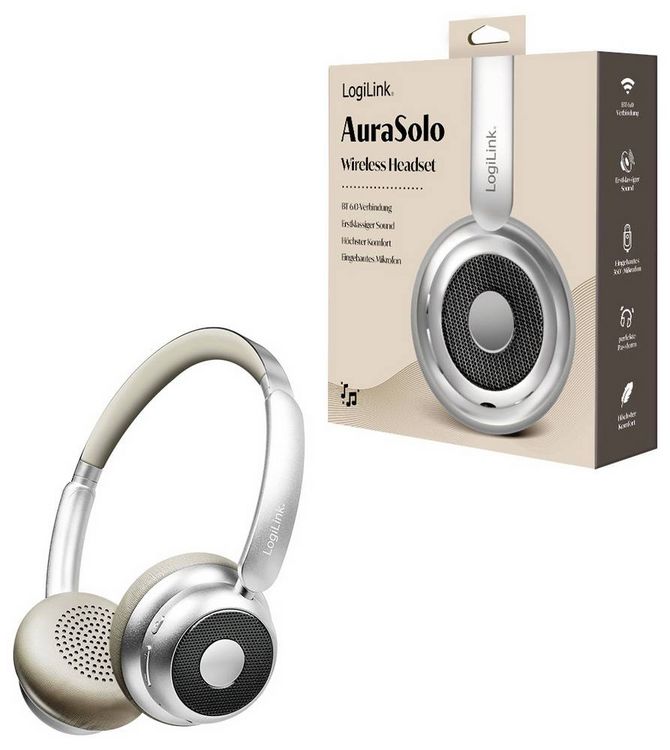 Produktbild: LogiLink BT0072BR Over Ear Kopfh&ouml;rer Bluetooth&reg; Silber