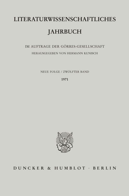 Produktbild: Literaturwissenschaftliches Jahrbuch.. Band 12/1971