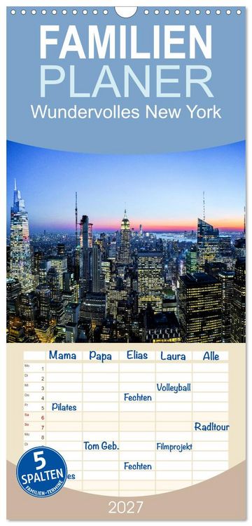 Produktbild: Familienplaner 2027 - Wundervolles New York mit 5 Spalten (Wandkalender, 21 x 45 cm) CALVENDO