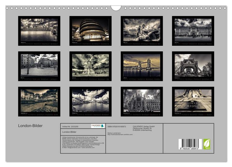 Produktbild: London-Bilder (Wandkalender 2026 DIN A3 quer), CALVENDO Monatskalender
