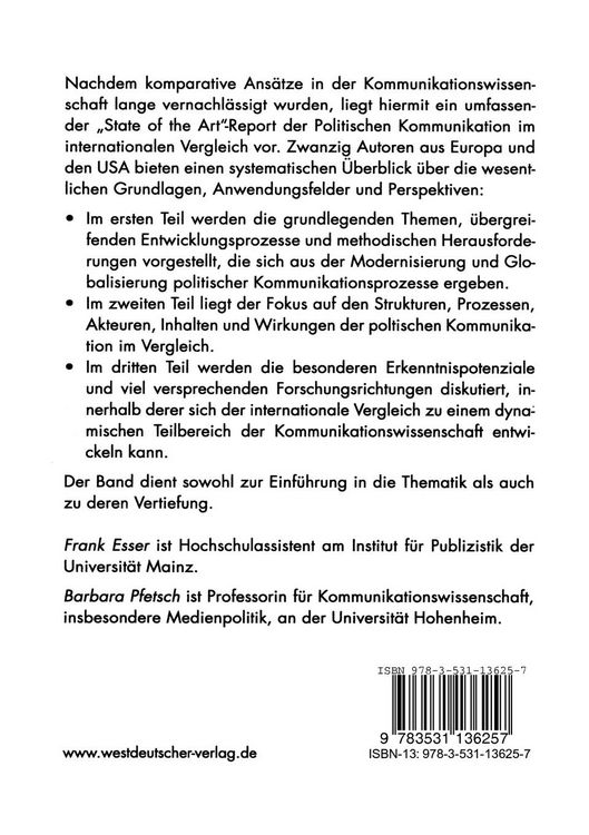 Produktbild: Politische Kommunikation im internationalen Vergleich
