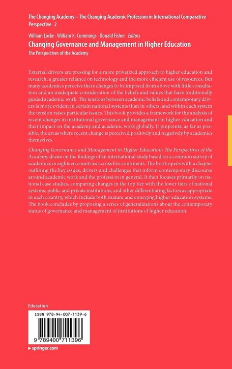 Produktbild: Changing Governance and Management in Higher Education