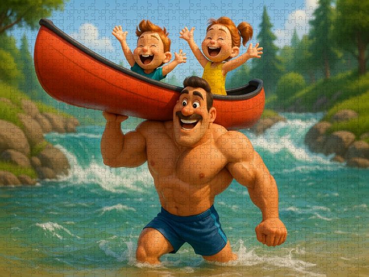 Produktbild: CALVENDO Puzzle Das geht schneller und ungef&auml;hrlicher - Bodybuilder Familienleben | 1000 Teile Lege-Gr&ouml;&szlig;e 64x48cm Foto-Puzzle f&uuml;r gl&uuml;ckliche Stunden