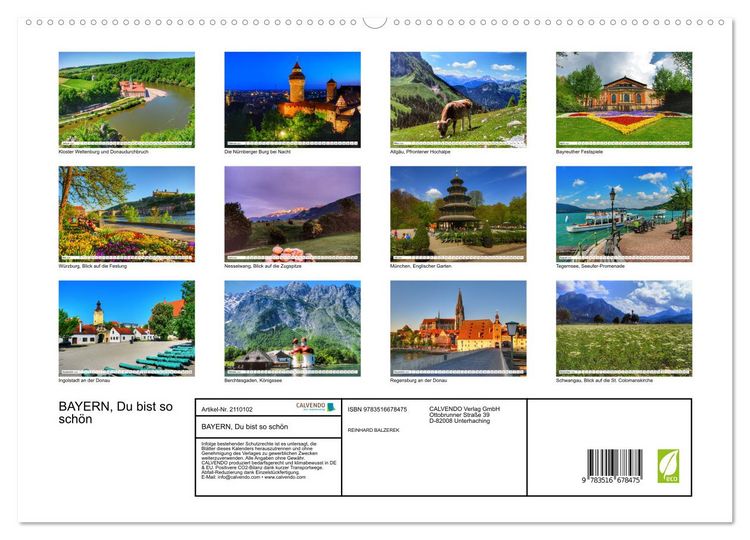 Produktbild: BAYERN, Du bist so sch&ouml;n (hochwertiger Premium Wandkalender 2026 DIN A2 quer), Kunstdruck in Hochglanz