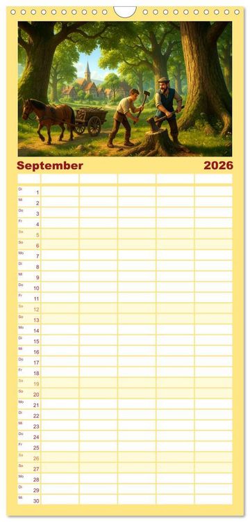 Produktbild: Familienplaner 2026 - Farbenfrohes Mittelalter mit 5 Spalten (Wandkalender, 21 x 45 cm) CALVENDO