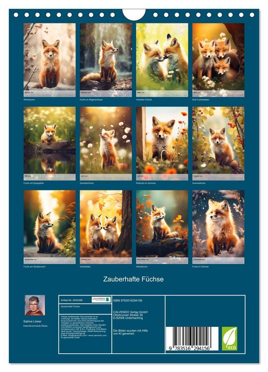 Produktbild: Zauberhafte F&uuml;chse (Wandkalender 2026 DIN A4 hoch), CALVENDO Monatskalender