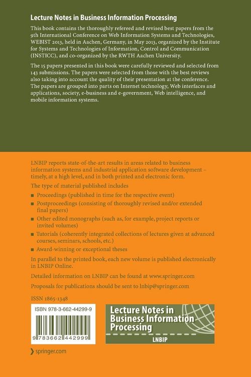 Produktbild: Web Information Systems and Technologies