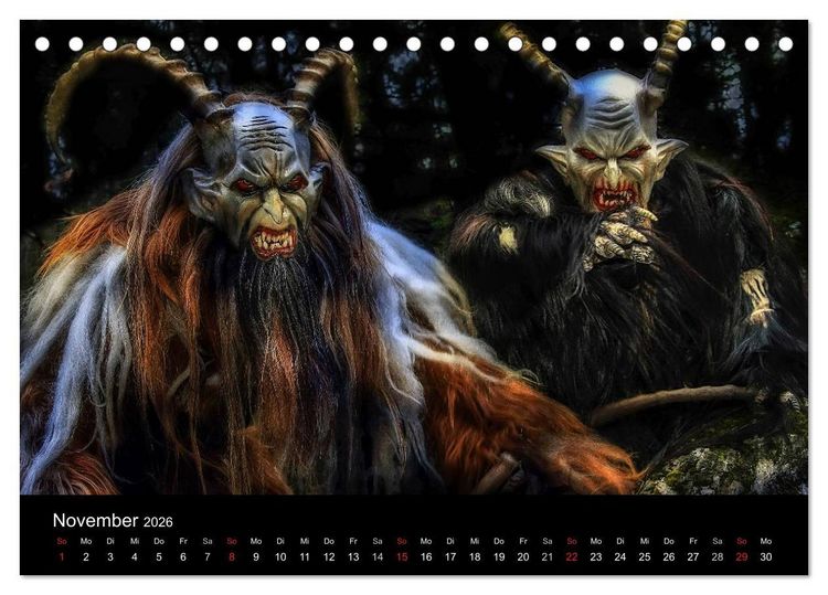 Produktbild: Perchten und Krampusse im Voralpenland (Tischkalender 2026 DIN A5 quer), CALVENDO Monatskalender