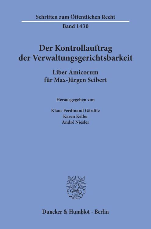 Produktbild: Der Kontrollauftrag der Verwaltungsgerichtsbarkeit.