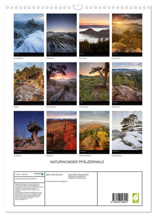 Produktbild: NATURWUNDER PF&Auml;LZERWALD (Wandkalender 2026 DIN A3 hoch), CALVENDO Monatskalender