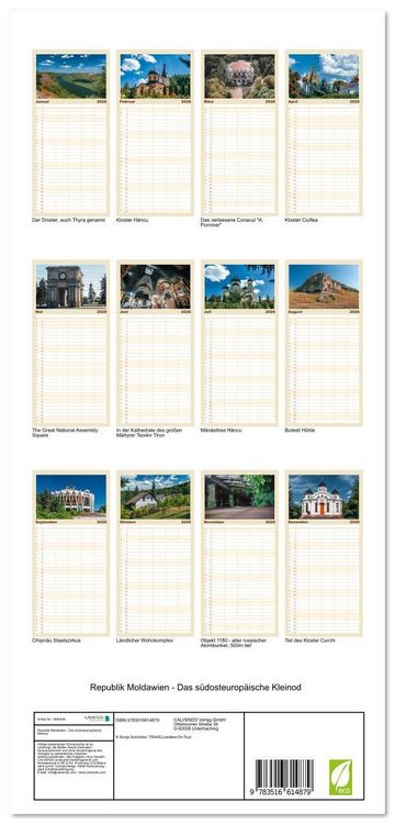 Produktbild: Familienplaner 2026 - Republik Moldawien - Das s&uuml;dosteurop&auml;ische Kleinod mit 5 Spalten (Wandkalender, 21 x 45 cm) CALVENDO