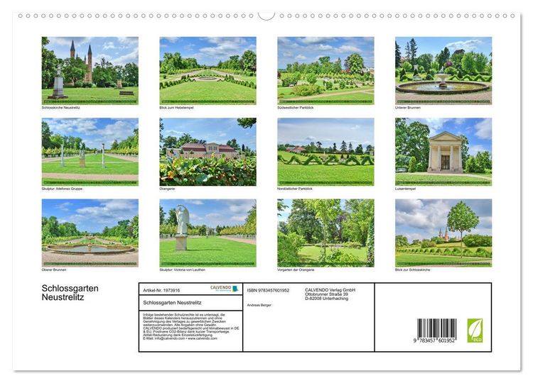 Produktbild: Schlossgarten Neustrelitz (Wandkalender 2026 DIN A2 quer), CALVENDO Monatskalender
