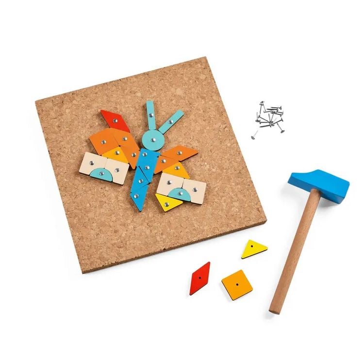 Produktbild: HABA 2013791001 - Hammer-Nagelspiel Geo-Formen, 60-teilig, Lernspiel