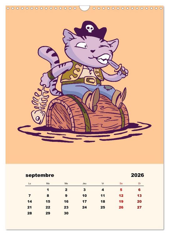 Produktbild: Les petits animaux pirates (Calendrier mural 2026 DIN A3 horizontal), CALVENDO calendrier mensuel