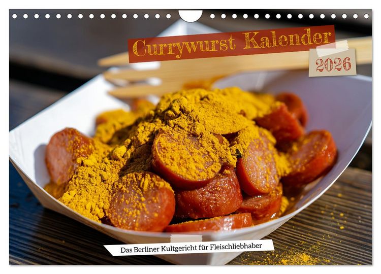 Produktbild: Currywurst Kalender - Das Berliner Kultgericht f&uuml;r Fleischliebhaber (Wandkalender 2026 DIN A4 quer), CALVENDO Monatskalender