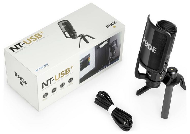 Produktbild: Rode Stand Kondensatormikrofon NT-USB+ &Uuml;bertragungsart (Details):USB inkl. Stativ, inkl. Kabel