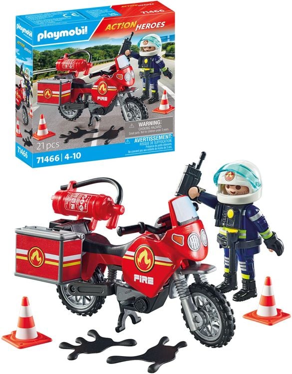 PLAYMOBIL 71466 - Action Heroes - Feuerwehrmotorrad am Unfallort