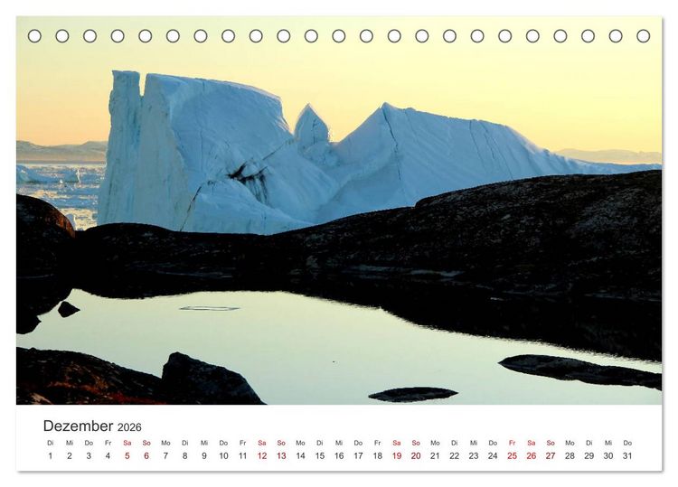 Produktbild: Gr&ouml;nland Bizarre Eiswelt um Ilulissat (Tischkalender 2026 DIN A5 quer), CALVENDO Monatskalender