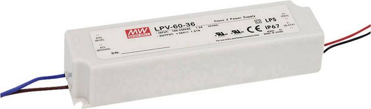 Produktbild: MEAN WELL LPV-60-12 LED-Trafo Konstantspannung 60 W 0 - 5 A 12 V/DC nicht dimmbar, &Uuml;berlastschutz 1 St.