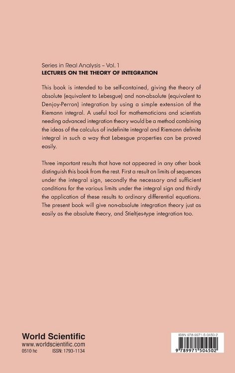 Produktbild: Theory Of Integration,Lect On The (v1)