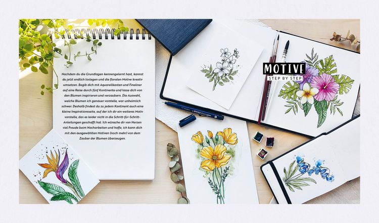 Produktbild: Watercolor &ndash; Florale Motive around the world: von heimisch bis exotisch