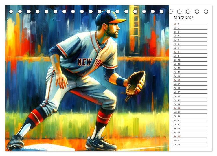 Produktbild: Baseball Acryl - Zwischen Realit&auml;t und KI Visionen (Tischkalender 2026 DIN A5 quer), CALVENDO Monatskalender