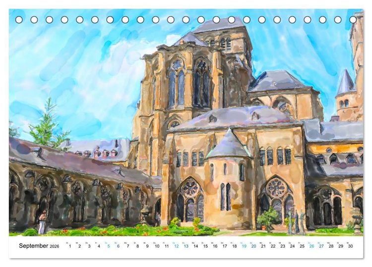 Produktbild: Trier - Illustrationen in Aquarell (Tischkalender 2026 DIN A5 quer), CALVENDO Monatskalender