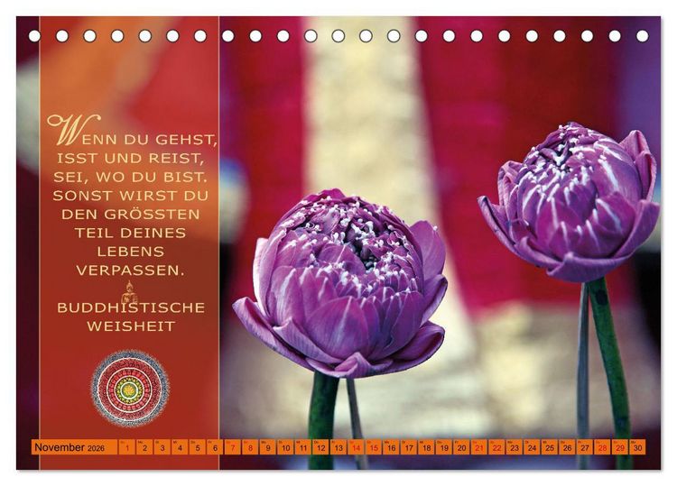 Produktbild: Unterwegs zur Erleuchtung Buddhistische Weisheiten (Tischkalender 2026 DIN A5 quer), CALVENDO Monatskalender