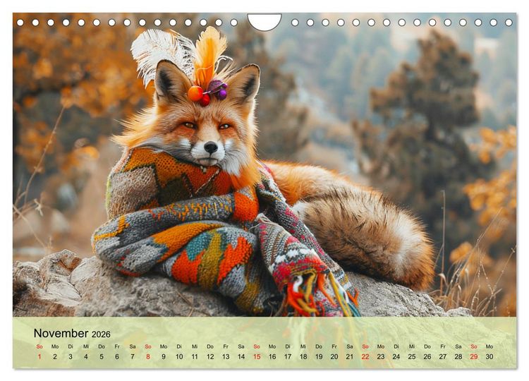 Produktbild: Fuchsige Eskapaden. Reineke mit noblen Accessoires (Wandkalender 2026 DIN A4 quer), CALVENDO Monatskalender