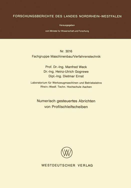 Produktbild: Numerisch gesteuertes Abrichten von Profilschleifscheiben