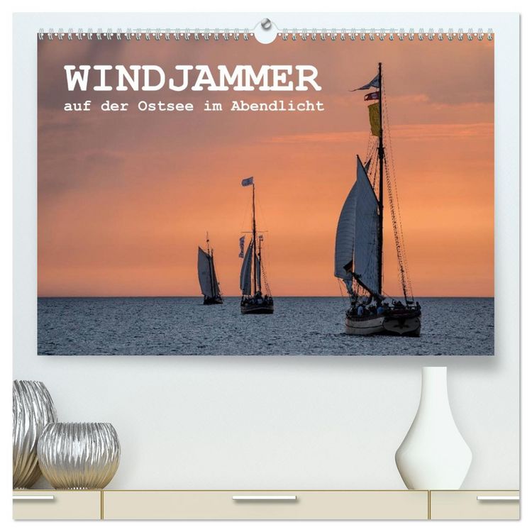 Produktbild: Windjammer auf der Ostsee im Abendlicht (hochwertiger Premium Wandkalender 2026 DIN A2 quer), Kunstdruck in Hochglanz