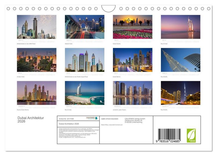 Produktbild: Dubai Architektur 2026 (Wandkalender 2026 DIN A4 quer), CALVENDO Monatskalender