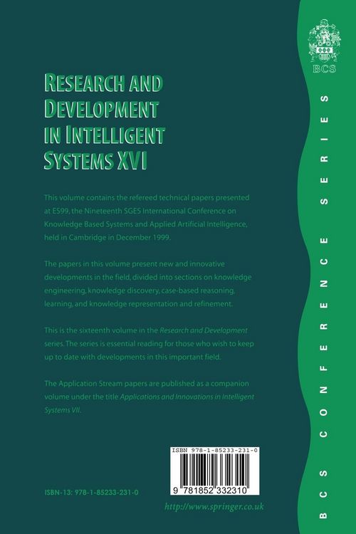 Produktbild: Research and Development in Intelligent Systems XVI