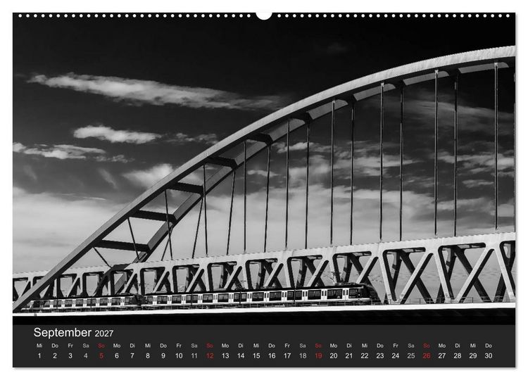Produktbild: D&uuml;sseldorf Ansichten in Schwarz-Wei&szlig; (hochwertiger Premium Wandkalender 2027 DIN A2 quer), Kunstdruck in Hochglanz