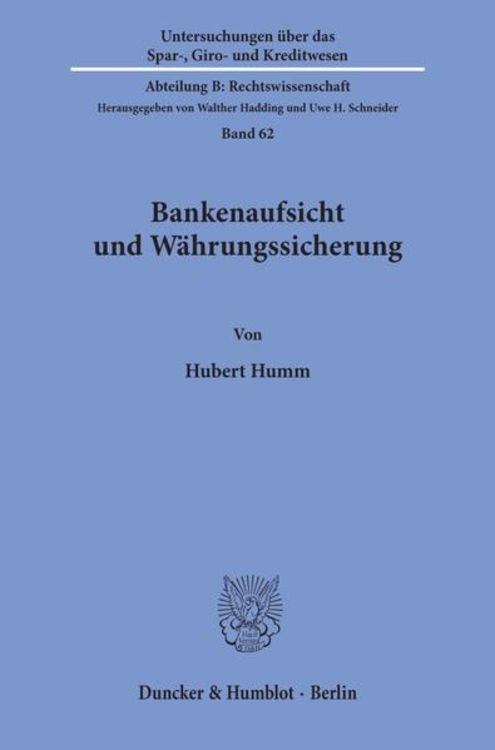 Produktbild: Bankenaufsicht und W&auml;hrungssicherung.
