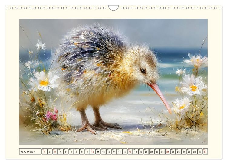 Produktbild: Entz&uuml;ckende Kiwis. Neuseelands kleiner Laufvogel am Meer (Wandkalender 2027 DIN A3 quer), CALVENDO Monatskalender