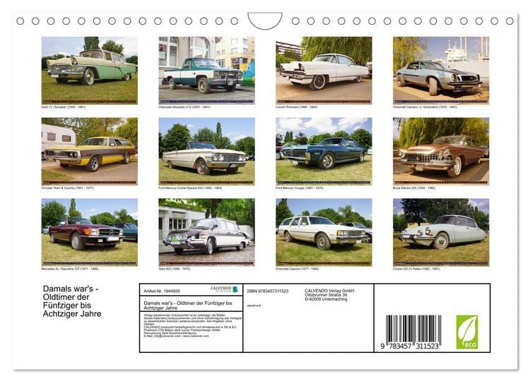 Produktbild: Damals war's - Oldtimer der F&uuml;nfziger bis Achtziger Jahre (Wandkalender 2026 DIN A4 quer), CALVENDO Monatskalender
