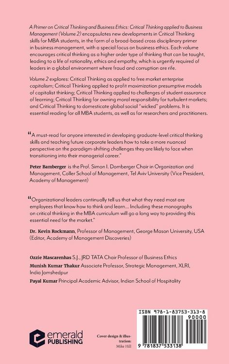 Produktbild: A Primer on Critical Thinking and Business Ethics