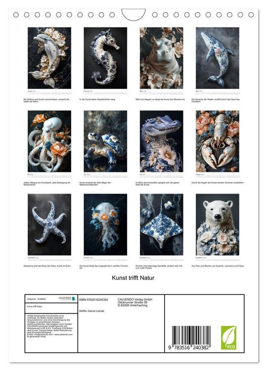 Produktbild: Kunst trifft Natur (Wandkalender 2026 DIN A4 hoch), CALVENDO Monatskalender