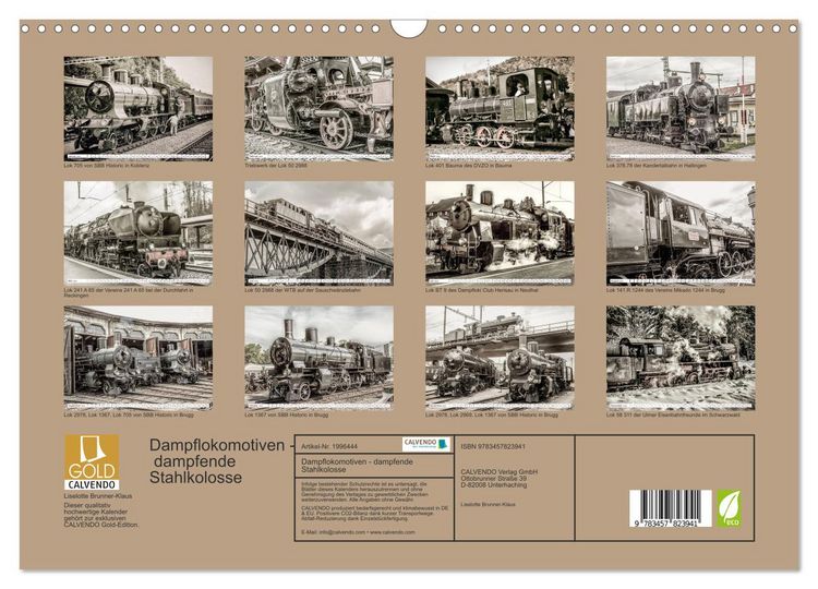 Produktbild: Dampflokomotiven - dampfende Stahlkolosse (Wandkalender 2026 DIN A3 quer), CALVENDO Monatskalender