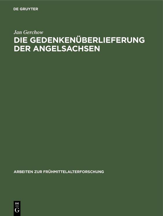Produktbild: Die Gedenken&uuml;berlieferung der Angelsachsen